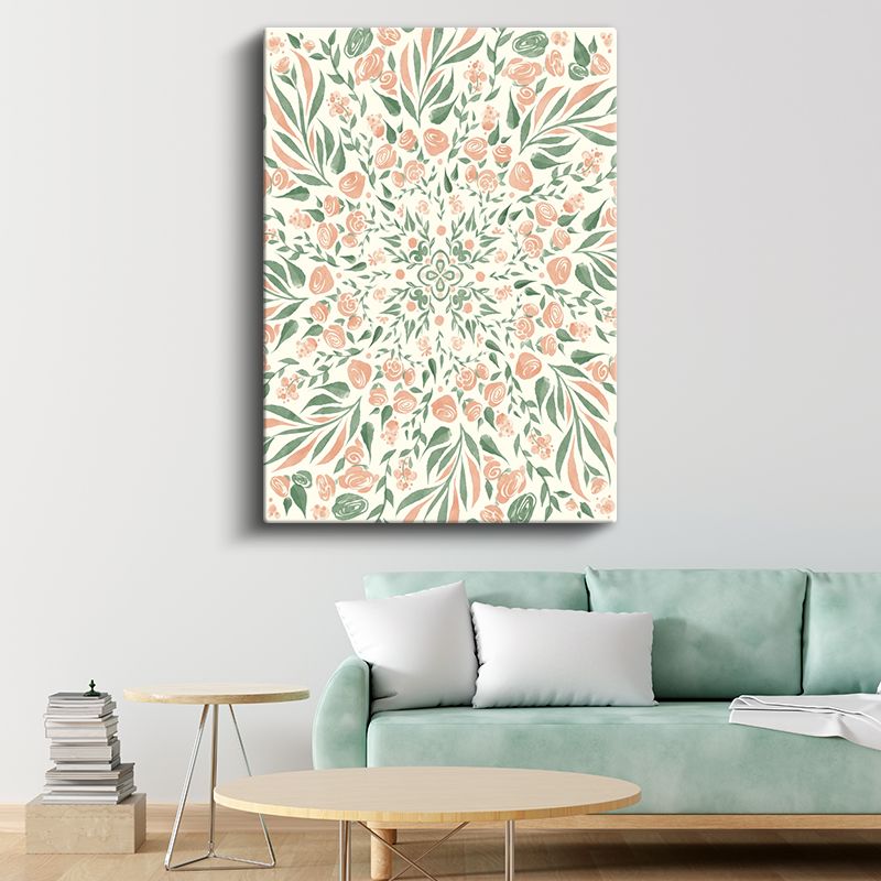 Çiçek Mandalası - Simetrik Botanik Desen Kanvas Tablo