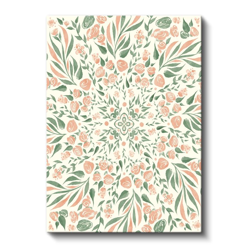 Çiçek Mandalası - Simetrik Botanik Desen Kanvas Tablo