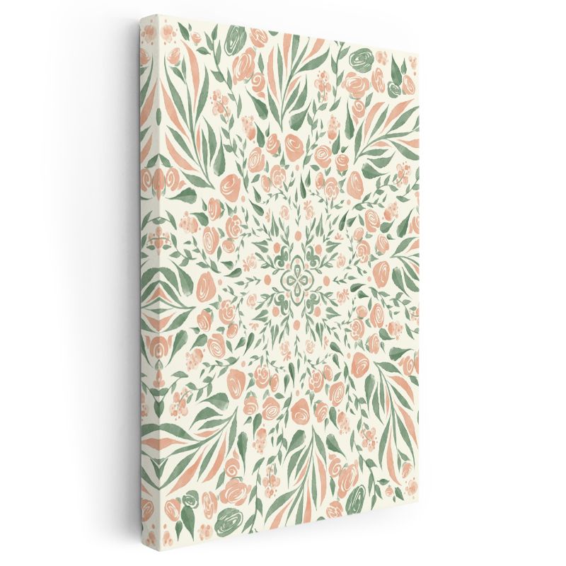 Çiçek Mandalası - Simetrik Botanik Desen Kanvas Tablo