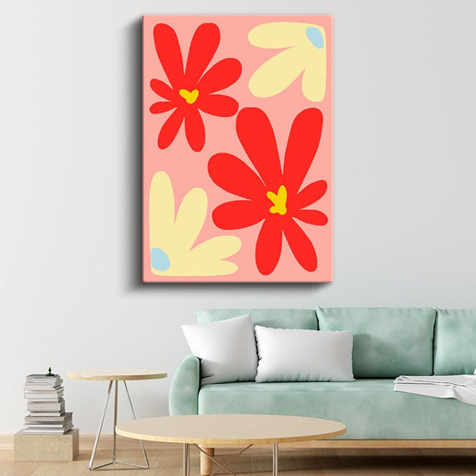 Neşeli Papatyalar - Modern Minimalist Çiçek Kompozisyonu Kanvas Tablo