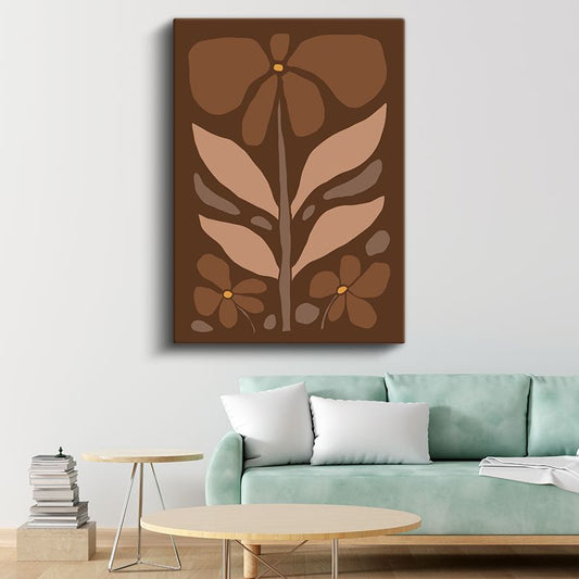 Toprak Tonları - Stilize Botanik İllüstrasyon Kanvas Tablo