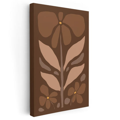 Toprak Tonları - Stilize Botanik İllüstrasyon Kanvas Tablo