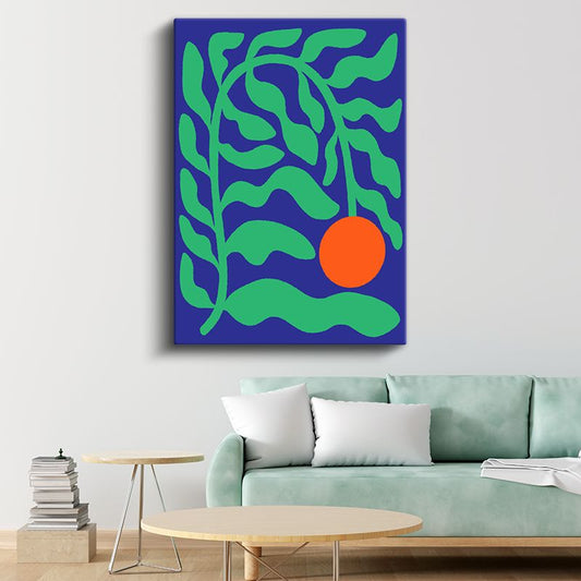 Mavi Bahçe - Organik Formlar ve Kontrast Kanvas Tablo
