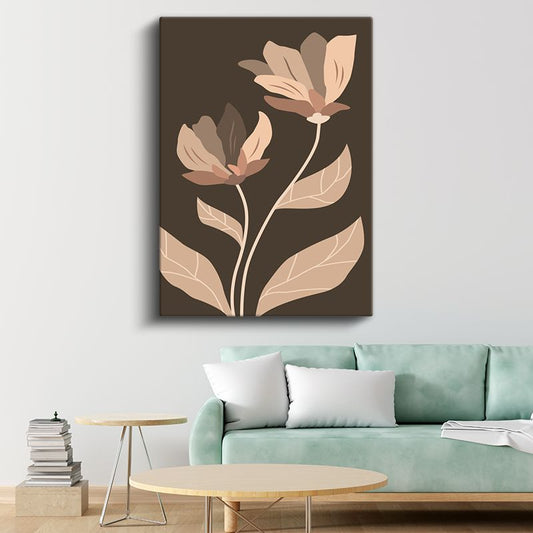 Zarif Çiçekler - Minimalist Botanik Siluetler Kanvas Tablo
