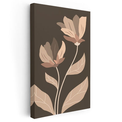 Zarif Çiçekler - Minimalist Botanik Siluetler Kanvas Tablo