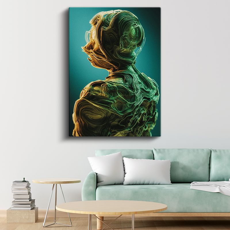 Akışkan Silüet - Dalgalı Çizgilerle Soyut Portre Kanvas Tablo