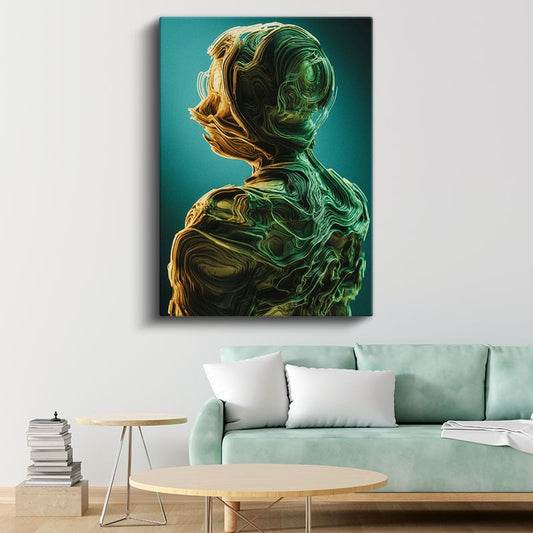 Akışkan Silüet - Dalgalı Çizgilerle Soyut Portre Kanvas Tablo