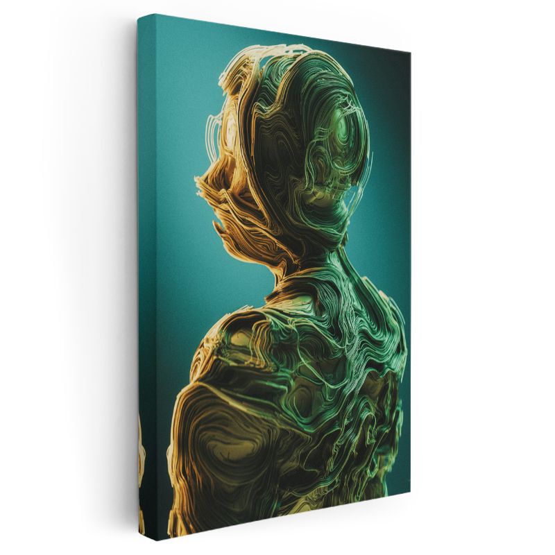 Akışkan Silüet - Dalgalı Çizgilerle Soyut Portre Kanvas Tablo