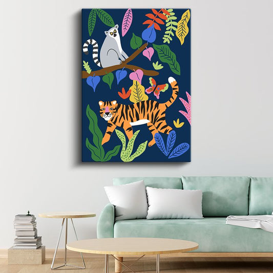 Tropik Vahşi Yaşam - Renkli Orman Hayvanları Kanvas Tablo