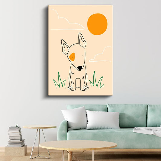 Minimalist Köpek - Çizgisel Sevimli Dostluk Kanvas Tablo