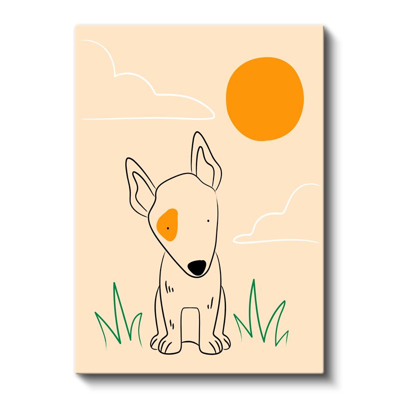 Minimalist Köpek - Çizgisel Sevimli Dostluk Kanvas Tablo