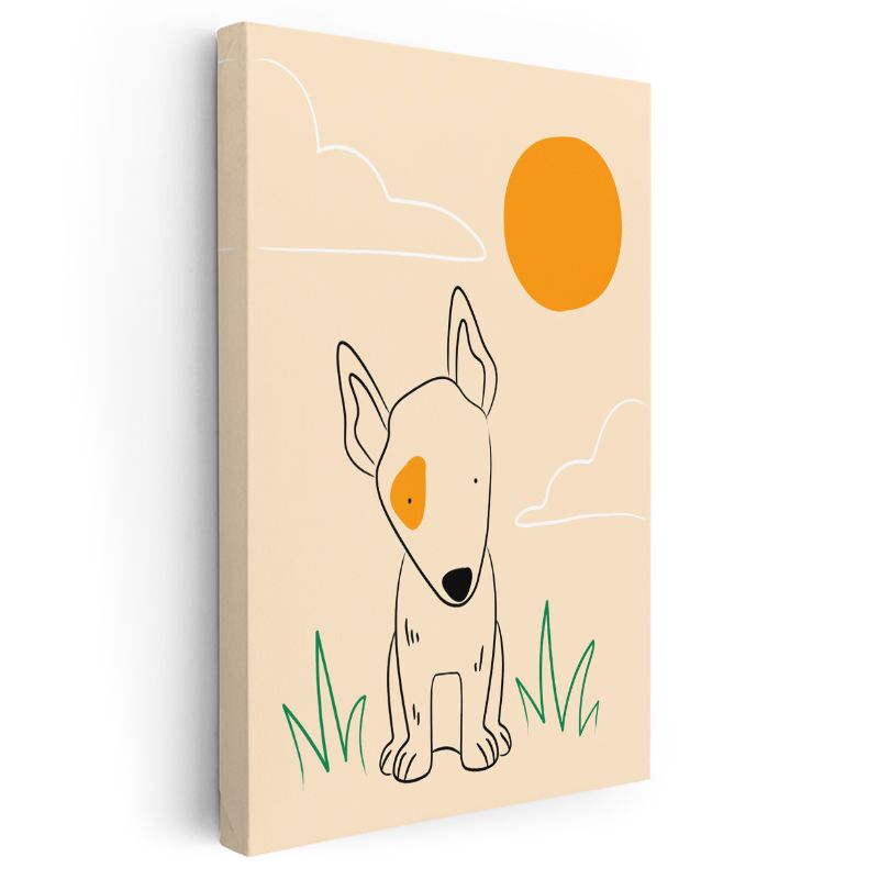 Minimalist Köpek - Çizgisel Sevimli Dostluk Kanvas Tablo