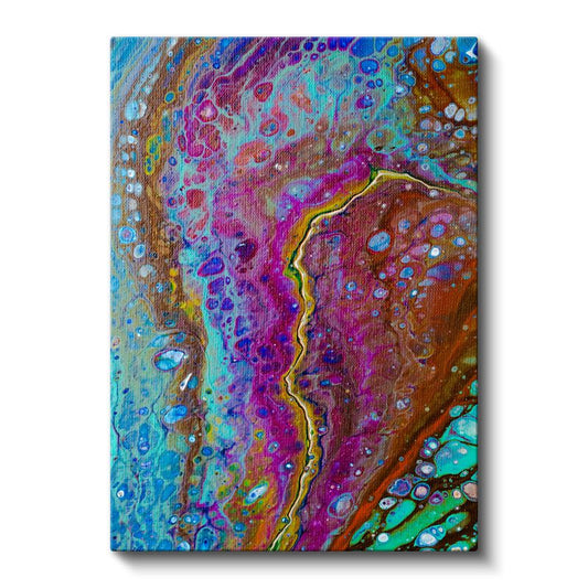 Kozmik Akış - Renkli Kabarcıklar ve Dalgalar Kanvas Tablo