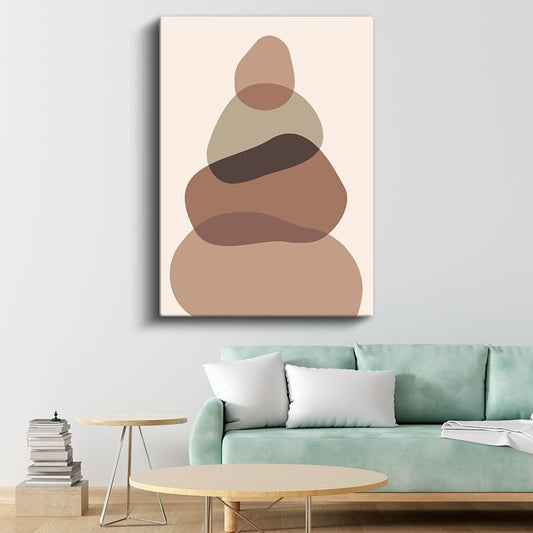 Organik Denge - Kahverengi Minimalist Formlar Kanvas Tablo