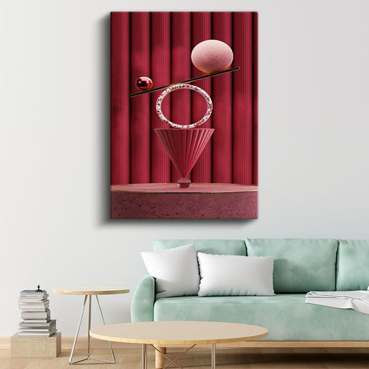 Geometrik Denge - Kırmızı Tonlarda Modern Kompozisyon Kanvas Tablo