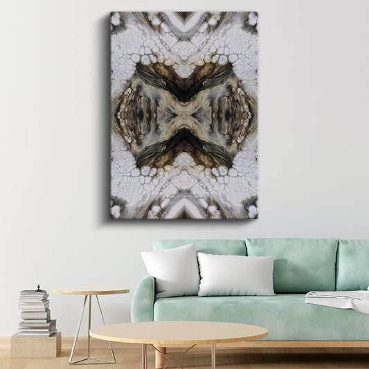 Simetrik Desen - Mermer Efektli Kaleidoskop Kanvas Tablo