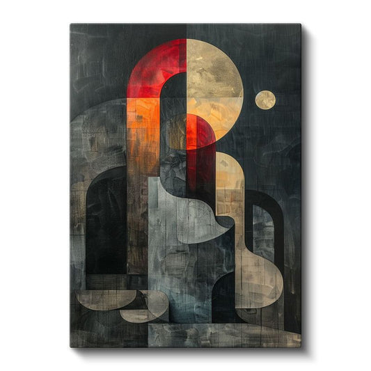 Modern Geometri - Yarım Daireler ve Çizgisel Formlar Kanvas Tablo