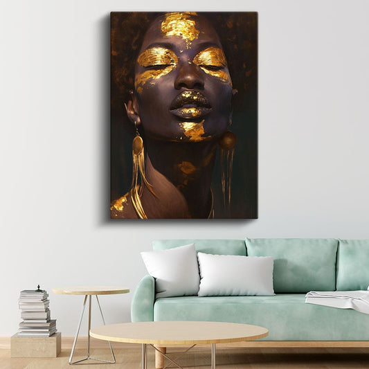 Altın Dokunuş - Sanatsal Portre İllüstrasyon Kanvas Tablo