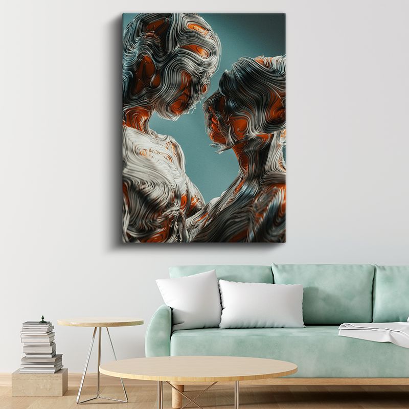 Akışkan Formlar - Modern Soyut Çift Portresi Kanvas Tablo