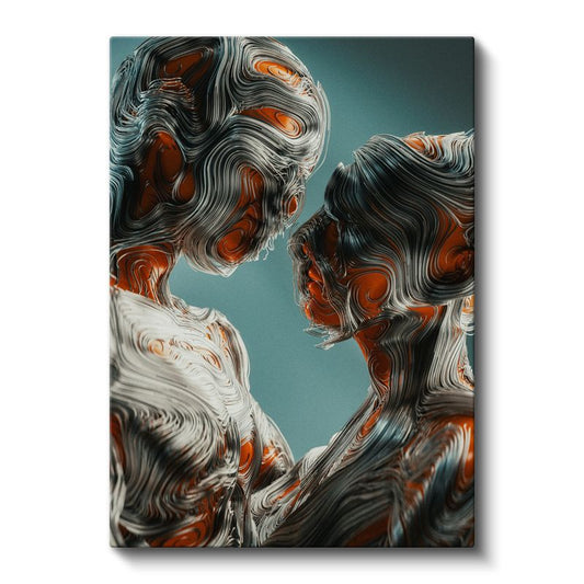 Akışkan Formlar - Modern Soyut Çift Portresi Kanvas Tablo