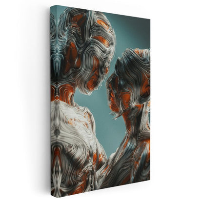 Akışkan Formlar - Modern Soyut Çift Portresi Kanvas Tablo