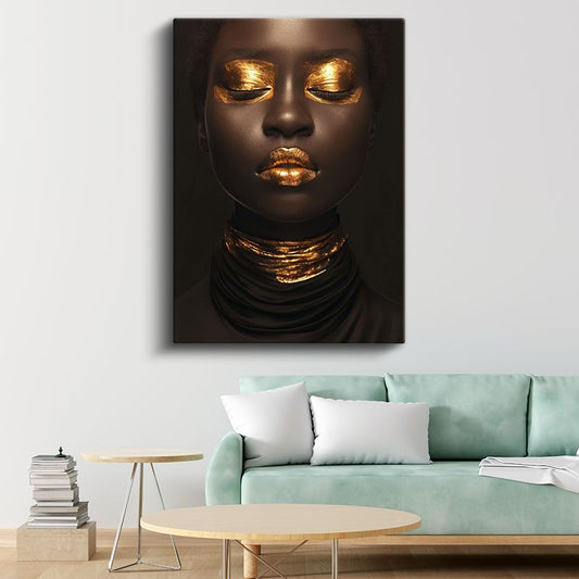Altın Dokunuş - Lüks Minimalist Portre Kanvas Tablo