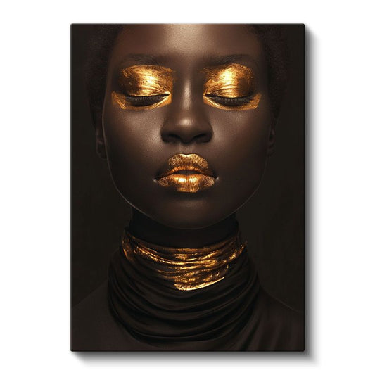 Altın Dokunuş - Lüks Minimalist Portre Kanvas Tablo