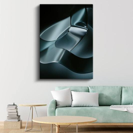 Metalik Dalgalar - Minimalist Soyut Kompozisyon Kanvas Tablo