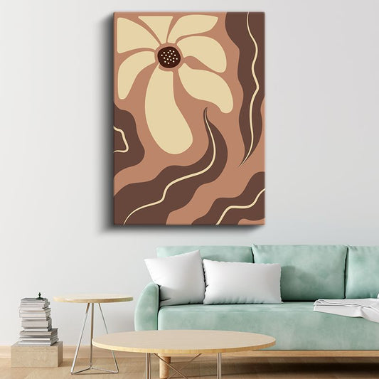 Kahverengi Çiçek - Sıcak Tonlarda Soyut Desen Kanvas Tablo