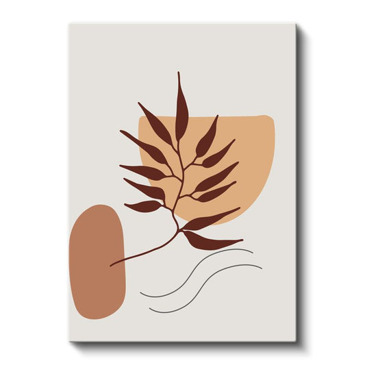 Minimal Yaprak - Geometrik Botanik Kompozisyon Kanvas Tablo