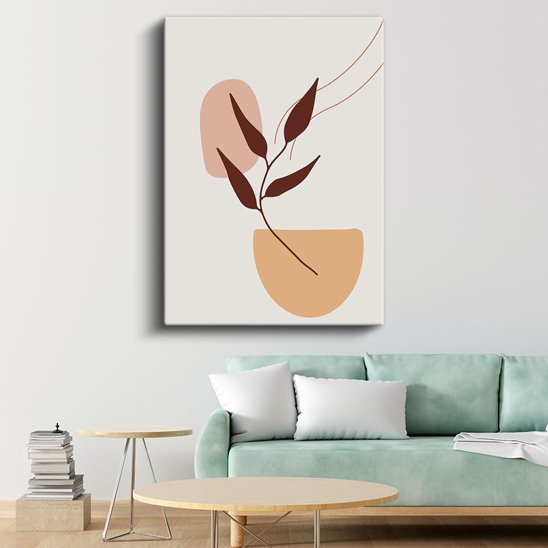Zarif Dal - Minimalist Botanik İllüstrasyon Kanvas Tablo