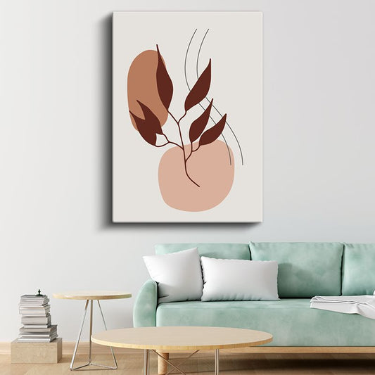 Botanik Harmoni - Minimalist Yaprak Desenleri Kanvas Tablo