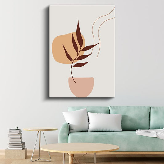 Sonbahar Zarafeti - Kahverengi Yaprak Siluetleri Kanvas Tablo