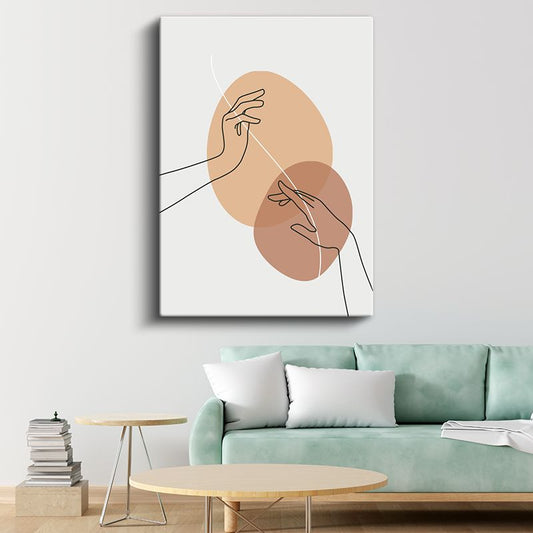Dokunuş Sanatı - Minimalist El Çizimleri Kanvas Tablo