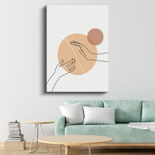 Soyut Eller - Geometrik Şekillerle Bütünleşen Çizgiler Kanvas Tablo