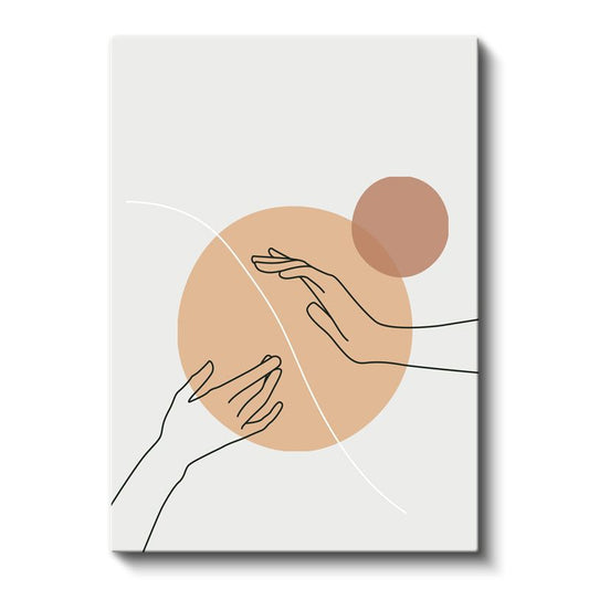 Soyut Eller - Geometrik Şekillerle Bütünleşen Çizgiler Kanvas Tablo