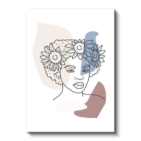 Ayçiçeği Tacı - Soyut Kadın Portresi Kanvas Tablo