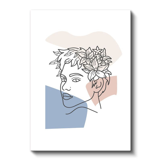 Çiçek Profili - Modern Çizgi Sanatı Kanvas Tablo