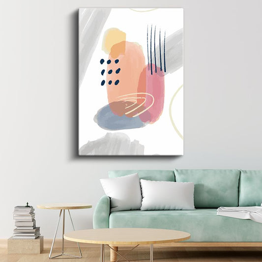 Soyut Fırça Darbeleri - Pastel Tonlarda Geometrik Desen Kanvas Tablo