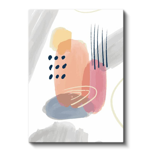 Soyut Fırça Darbeleri - Pastel Tonlarda Geometrik Desen Kanvas Tablo