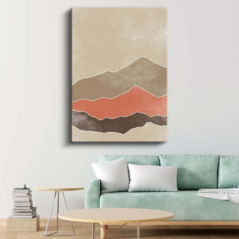 Soyut Dağlar - Toprak Tonlarında Katmanlı Manzara Kanvas Tablo