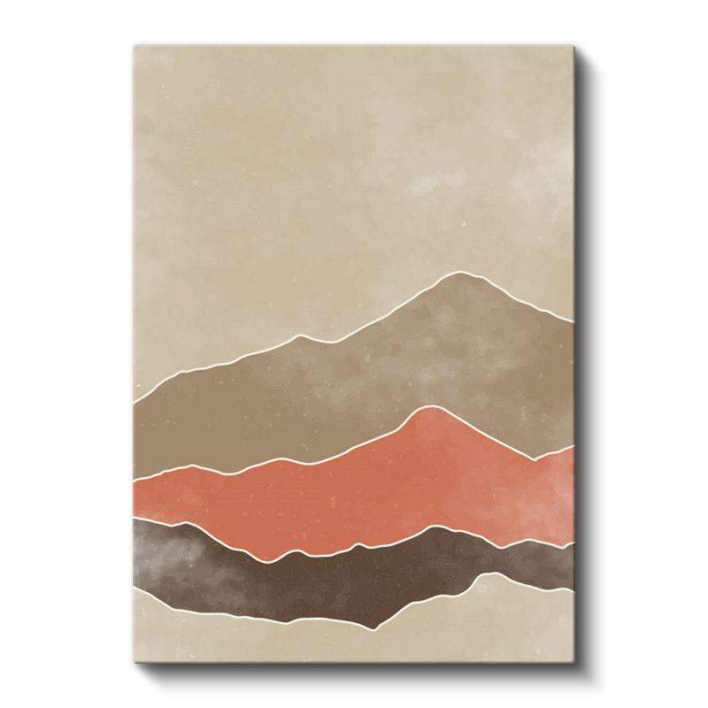 Soyut Dağlar - Toprak Tonlarında Katmanlı Manzara Kanvas Tablo