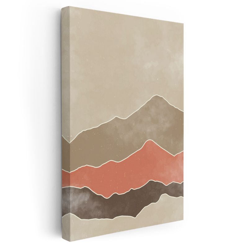 Soyut Dağlar - Toprak Tonlarında Katmanlı Manzara Kanvas Tablo