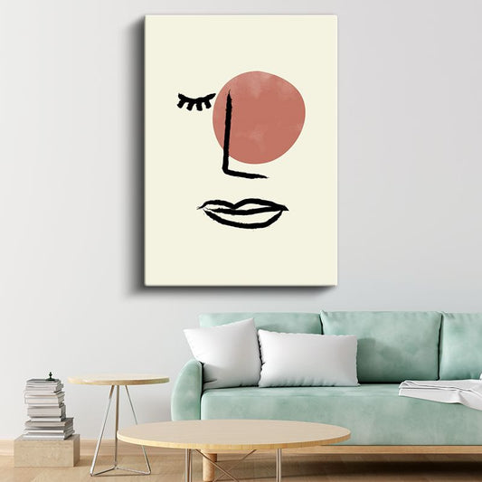 Soyut Portre - Minimalist Çizgisel Yüz İfadesi Kanvas Tablo