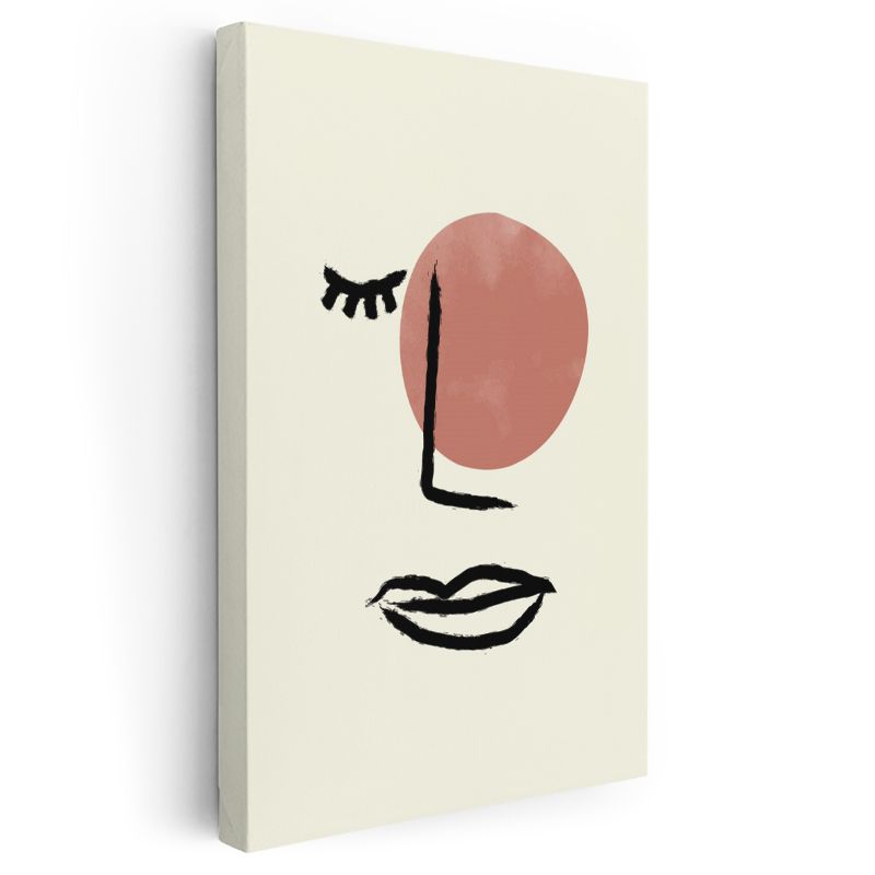 Soyut Portre - Minimalist Çizgisel Yüz İfadesi Kanvas Tablo