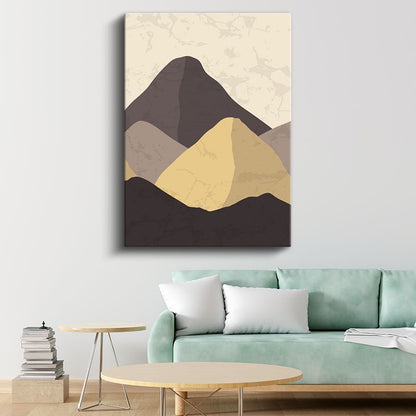 Soyut Tepeler - Kahverengi Tonlarda Geometrik Kompozisyon Kanvas Tablo