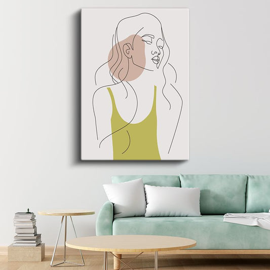 Zarif Siluet - Minimalist Çizgilerle Kadın Portresi Kanvas Tablo