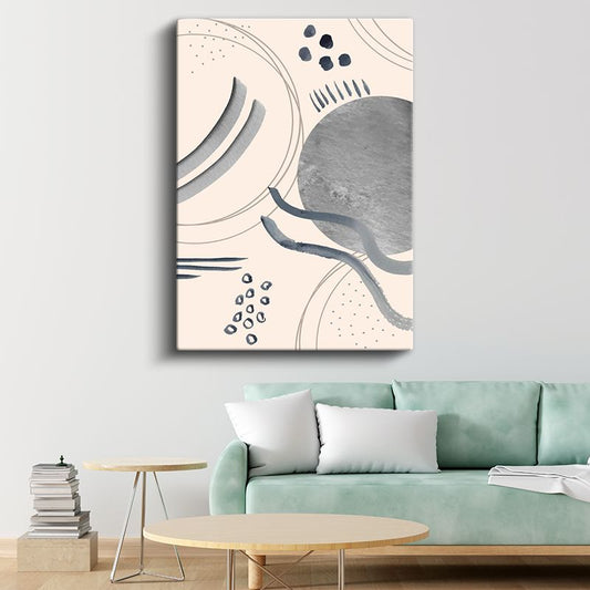 Soyut Harmoni - Dalgalı Çizgiler ve Geometrik Desenler Kanvas Tablo
