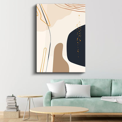 Akışkan Çizgiler - Kontrast Renkli Soyut Şekiller Minimalist Kanvas Tablo