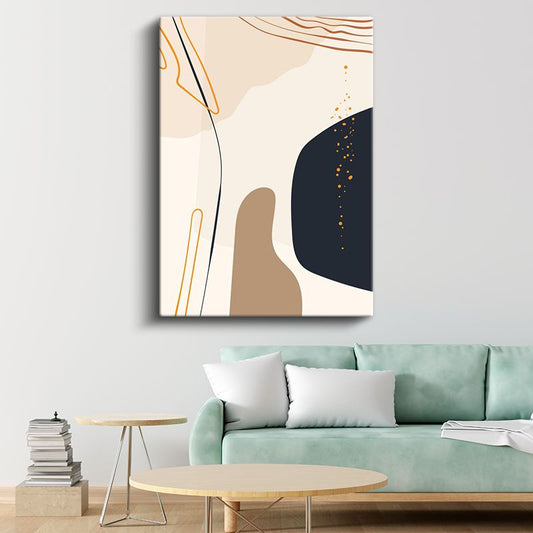 Akışkan Çizgiler - Kontrast Renkli Soyut Şekiller Minimalist Kanvas Tablo